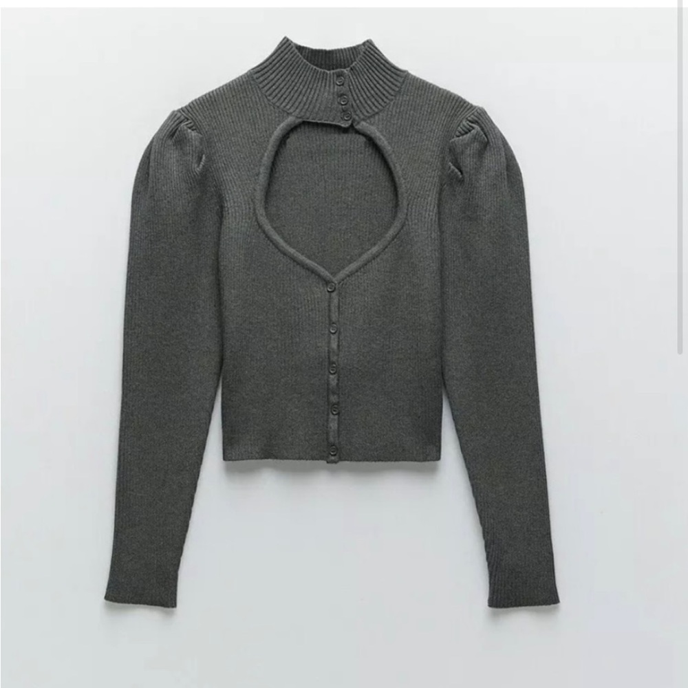 Zara Cut Out Neck Knit Sweater - Picture 3 of 5